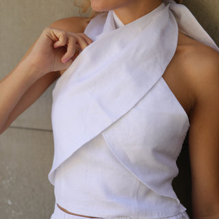 White linen halter neck women top