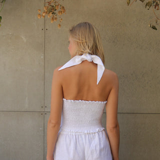Back view white linen top