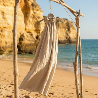 linen maxi dress with halter neck