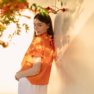 Orange linen summer top