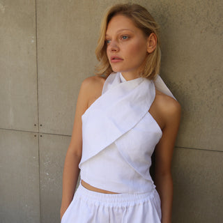 White linen summer blouse