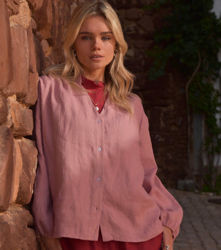 Linen women top with long sleeves