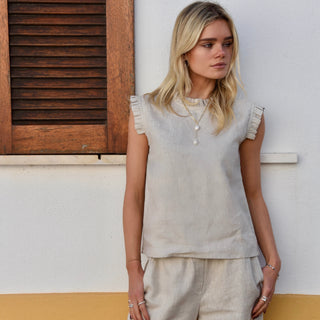 Linen women top in natural colour
