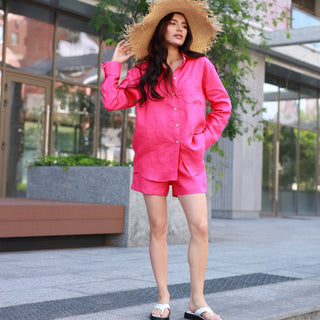 Linen oversized boyfriend shirt