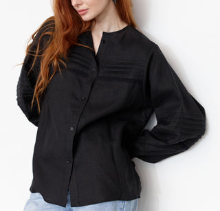 Smart linen shirt in black