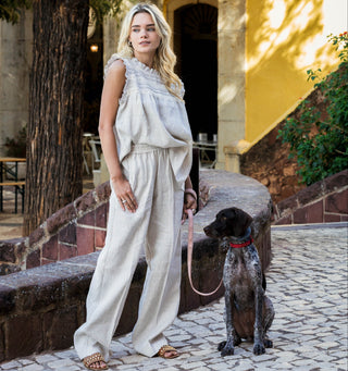 'June' Linen Pants in Natural Colour