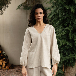 'Tulum' Linen Shirt in Natural Beige