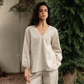 'Tulum' Linen Shirt in Natural Beige