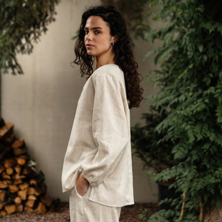'Tulum' Linen Shirt in Natural Beige
