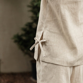 'Isla' Linen Women Top in Natural Beige