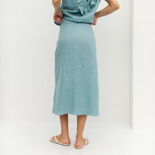 back view linen wrap skirt