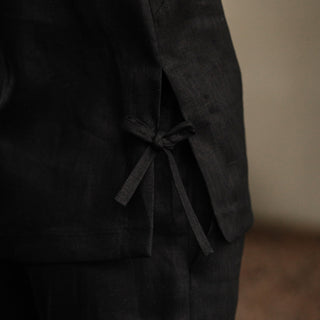 'Isla' Linen Women Top in Black