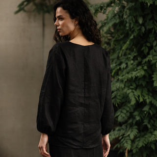 'Tulum' Linen Shirt in Black