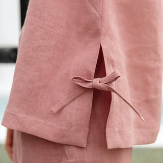 'Isla' Linen Women Top in Dusty Pink