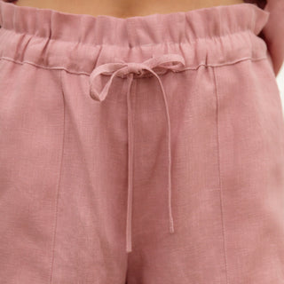 'September' Linen Paperbag Shorts in Dusty Pink
