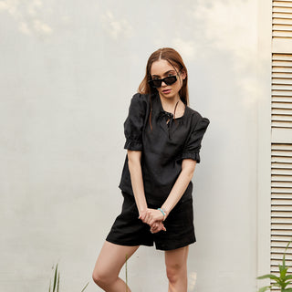 Black linen top