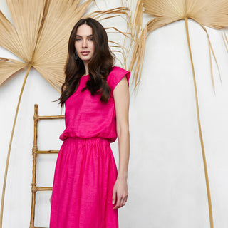 Fuchsia linen summer crop top