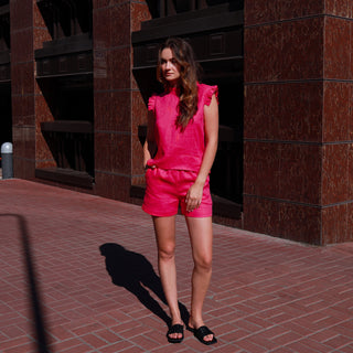 Fuchsia linen top