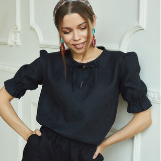 Black linen top