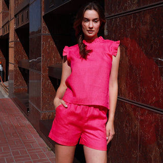 Linen fuchsia top