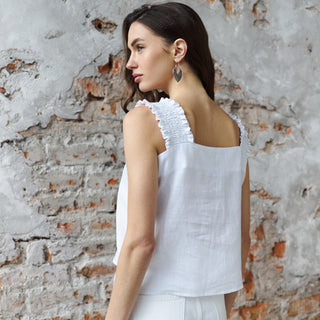 Back view white linen top