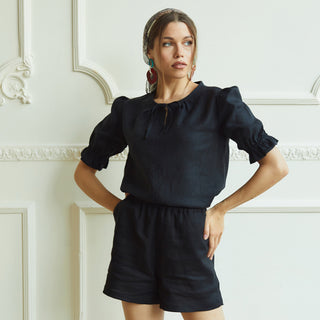 Black linen top