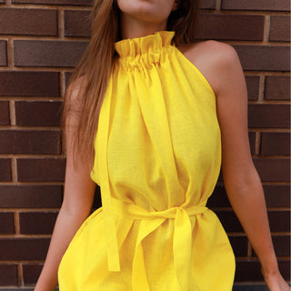 Yellow linen dress