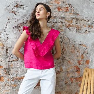 Hot pink fuchsia sleeveless top